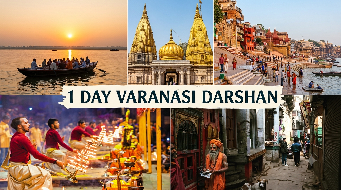 1 Day Varanasi Darshan — Kashi Vishwanath, ghats & Ganga Aarti in a single soulful day