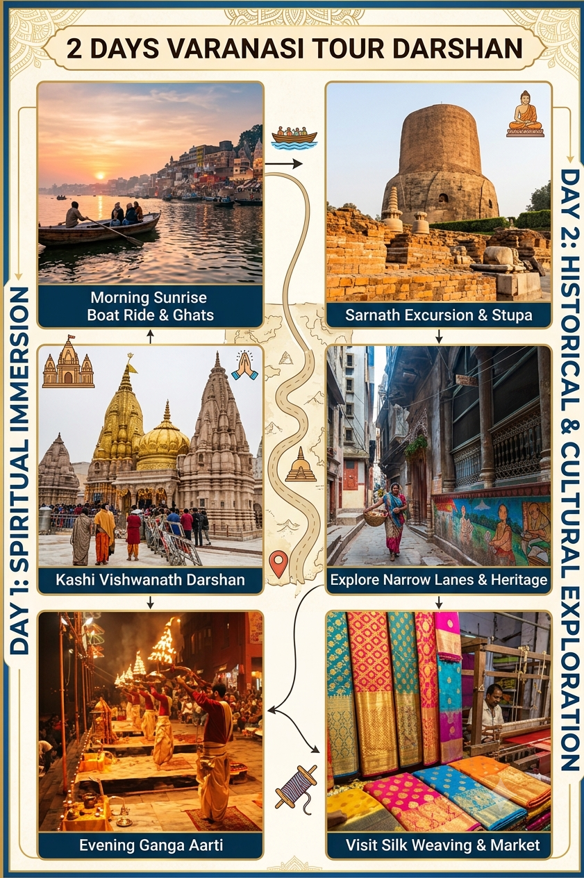 2 Days Varanasi Tour — Sunrise boat ride, temples and the old city at an easy pace