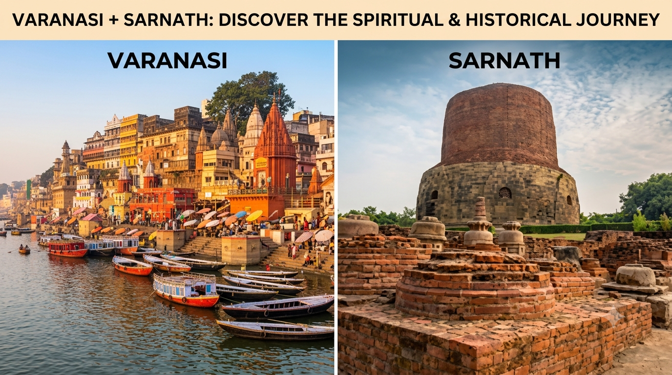 Varanasi + Sarnath — Shiva's city paired with the Buddha's first sermon